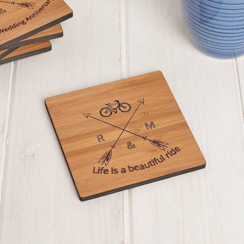 Personalised Wooden Anniversary Coaster Set - Sunday's Daughter