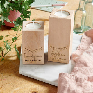 Personalised Wooden Birthday Candle Holder - Sunday's Daughter