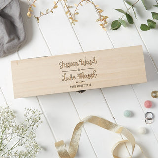 Personalised Wooden Engagement Wine Box - Sunday's Daughter