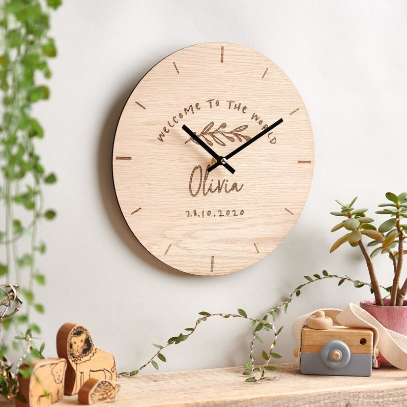 Personalised Wooden Newborn Clock - Sunday's Daughter