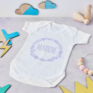 Personalised Wreath Babygrow - Sunday's Daughter