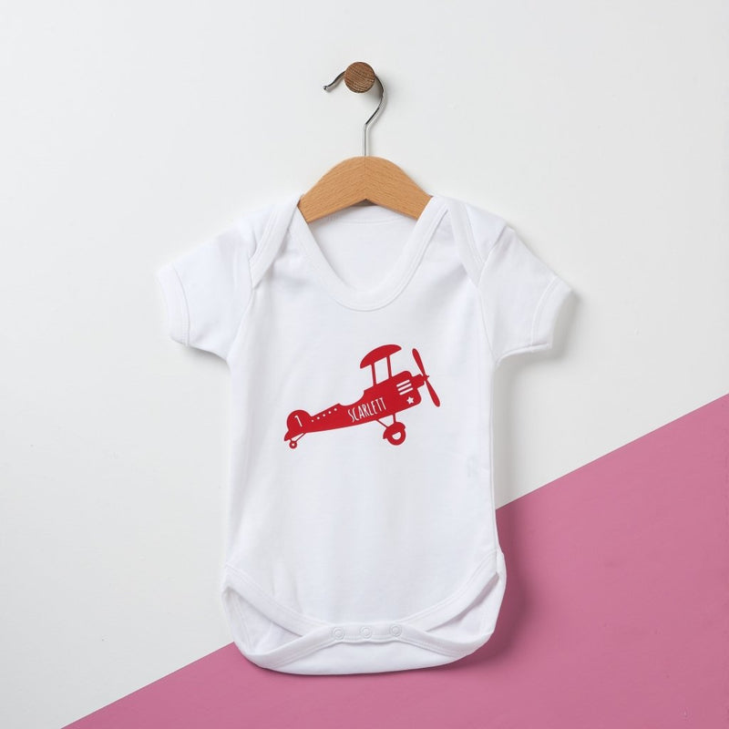 Retro Airplane Personalised Baby T Shirt - Sunday's Daughter