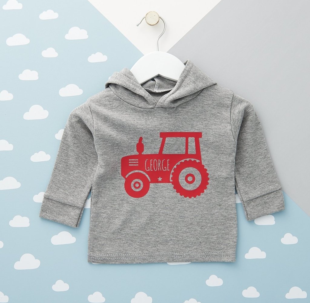 Tractor Personalised Baby Hoodie - Sunday's Daughter