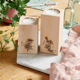 Wooden Birth Flower Candle Holder - Mother's Day gifts - Sunday's Daughter