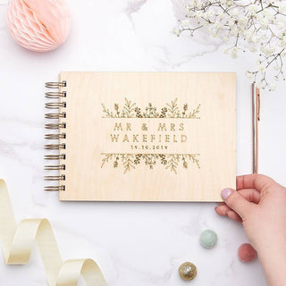 Wooden Botanical Wedding Guest Book - Sunday's Daughter