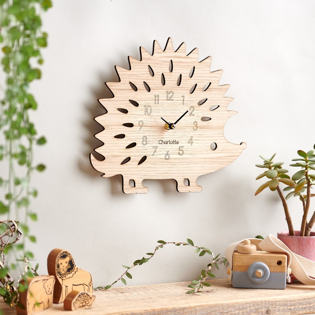 Wooden Hedgehog Clock - Sunday's Daughter