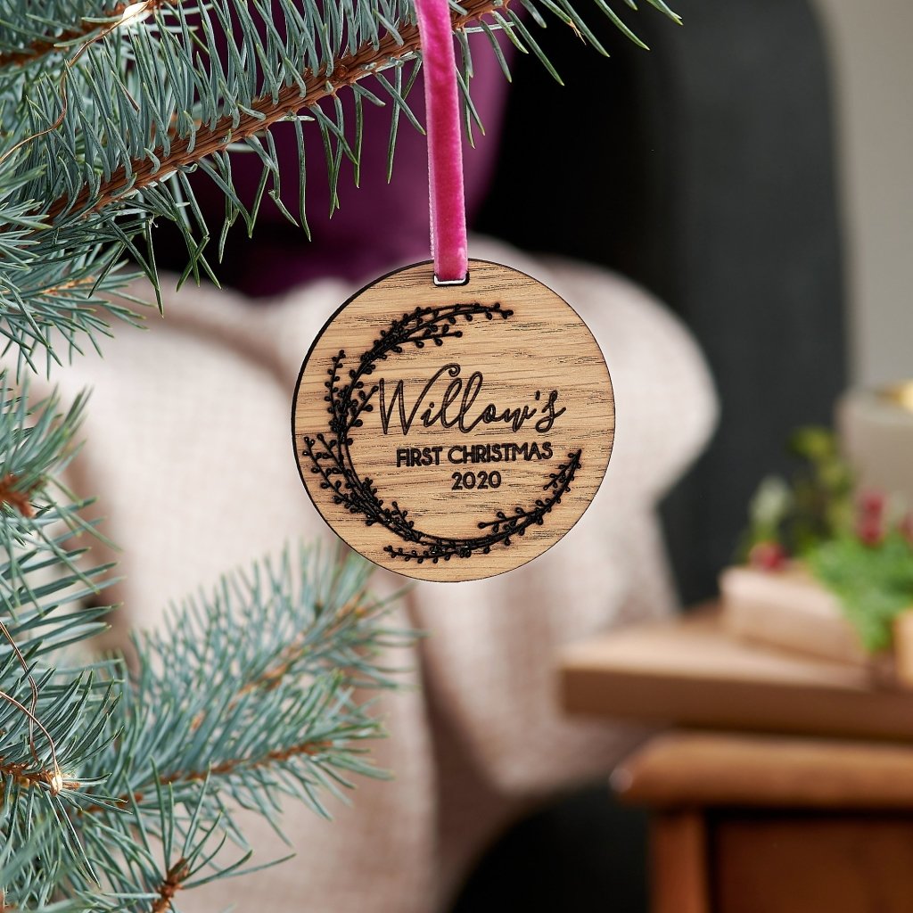 Wooden Personalised First Christmas Decoration - Sunday's Daughter