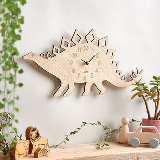 Wooden Stegosaurus Dinosaur Clock - Sunday's Daughter